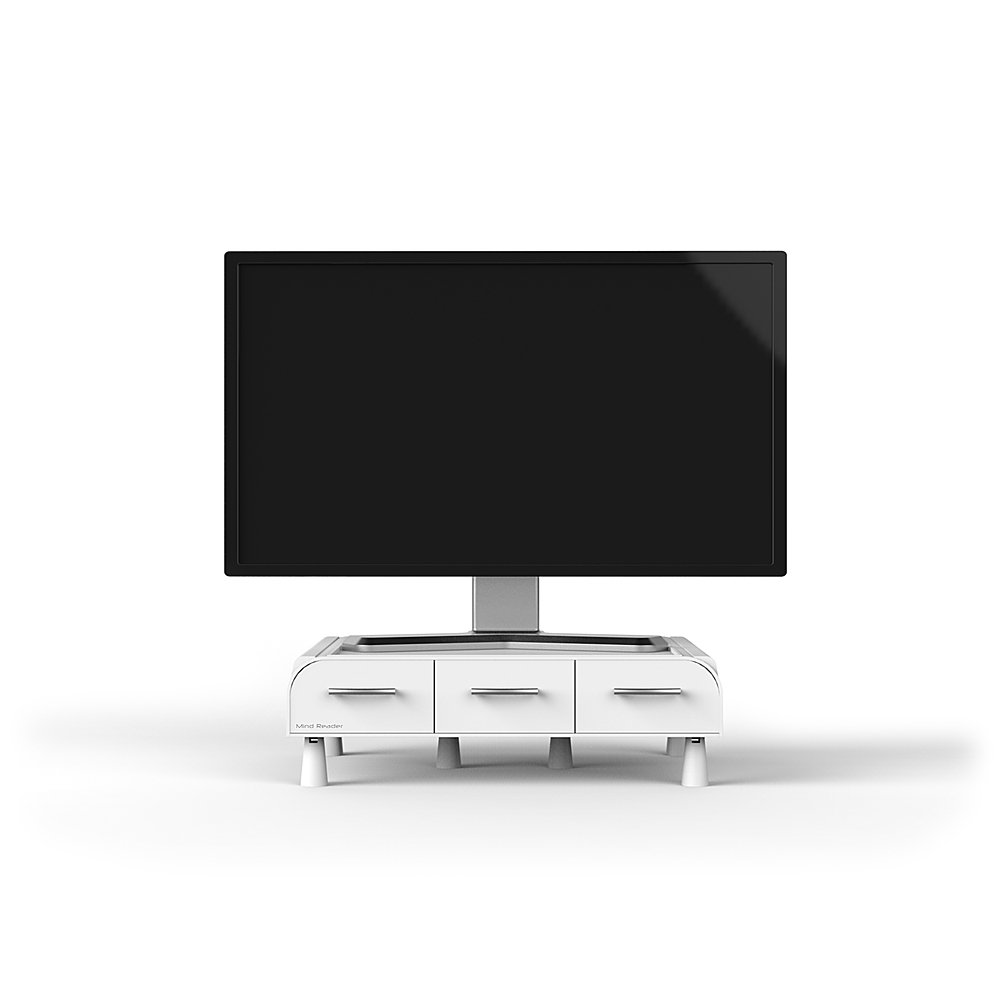 iMac Monitor Stand and Desk Organizer with 3 Draws for Storage Laptop White 2 Pack Mind Reader 2MONSTA3D-WHT PC