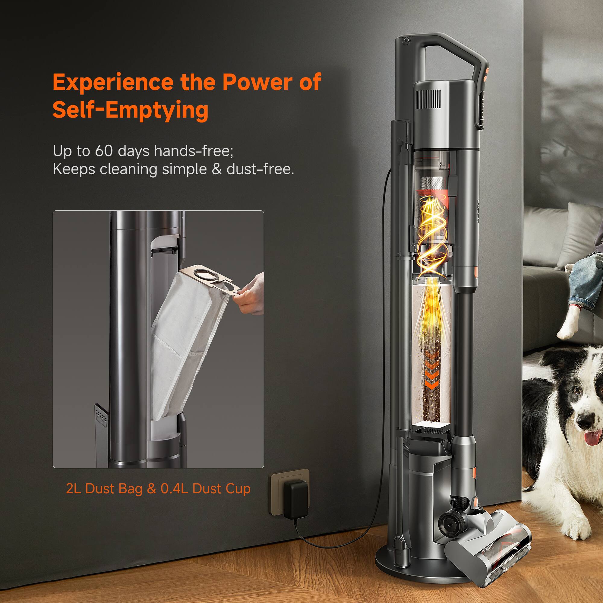 uwant V500 Cordless Vacuum Cleaner with Auto Empty&Auto Dust Scrap ...