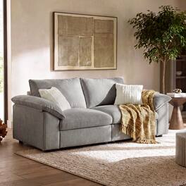 ModernMate - 86.22" W 2-Seat Chenille Cloud Down-Blend Modular Sectional Loveseat for Living Room - Gray Loveseat
