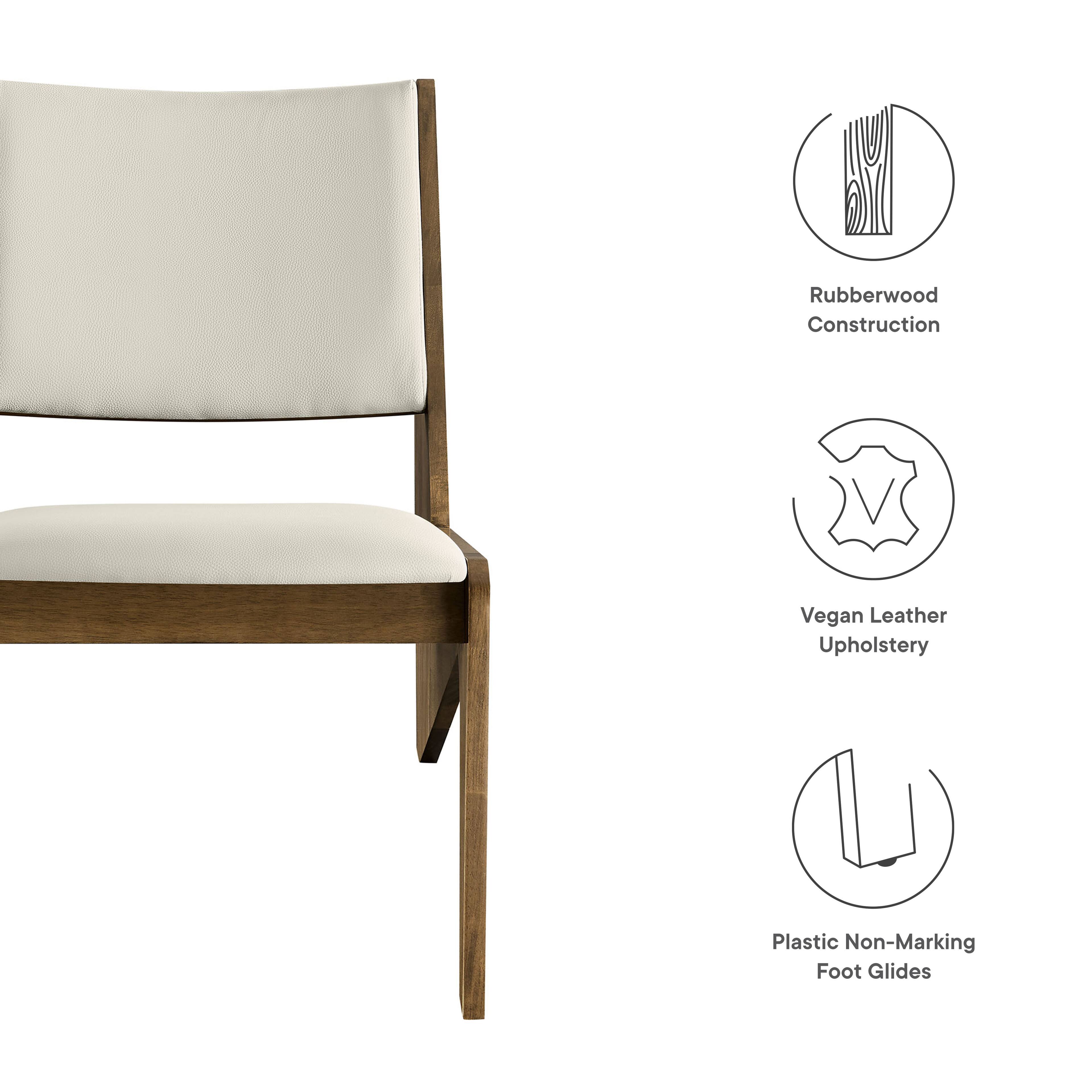 - Rubberwood Construction
- Vegan Leather Upholstery
- Plastic Non-Marking Foot Glides