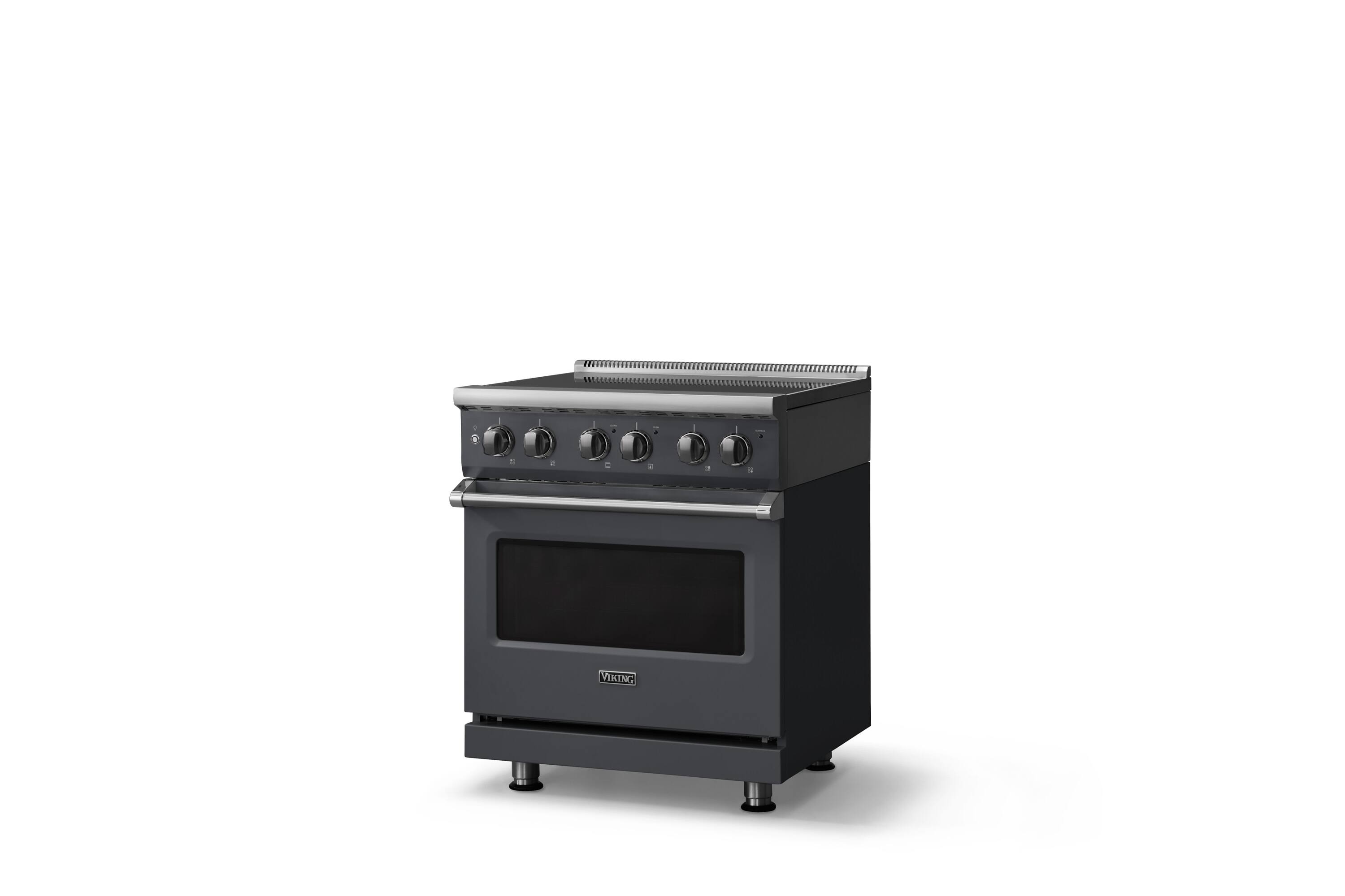 Angle. Viking - 30 in. Wide 4 Elements Pro 5 Series 4.7 Cu. Ft. Freestanding Electric Convection Range - Cast Black - Cast Black.