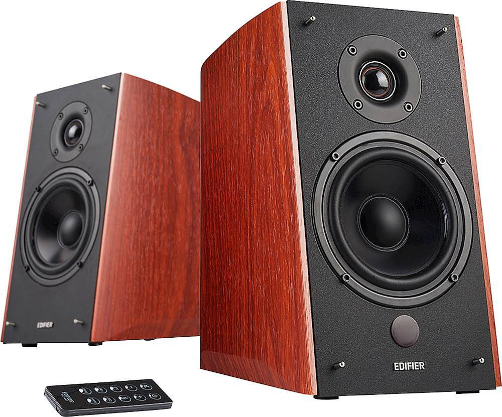 Edifier - R2000DB Powered Bluetooth Bookshelf Speakers, Computer Speakers - 120W RMS Optical Input - Near-Field Studio Monitors - Wood/Black - Front_Zoom
