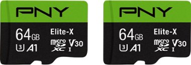 PNY - 64GB Elite-X Class 10 U3 V30 microSDXC Flash Memory Card 2-Pack - Front_Zoom