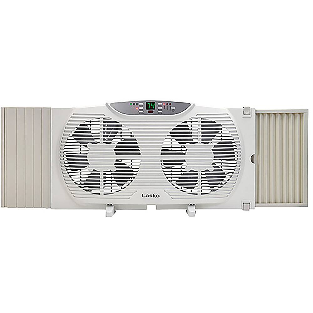 Alt View 13. Lasko - Electrically Reversible Twin Window Fan with Remote Control - White.