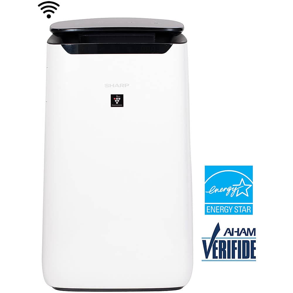Sharp - Smart Air Purifier with Plasmacluster Ion Technology and True HEPA Filter for Large Rooms Up to 502 Sq. Ft - White - Front_Zoom