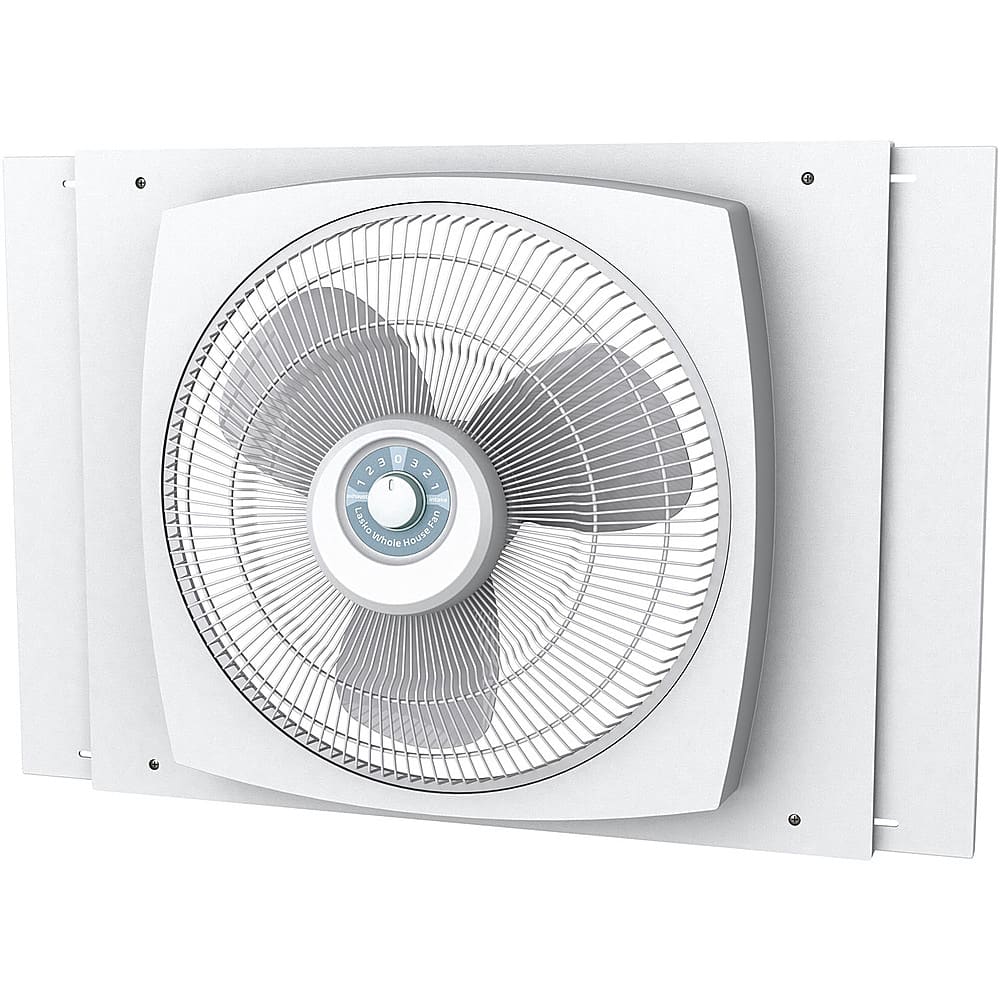Lasko - 16" Electrically Reversible Window Fan with Storm Guard - White - Front_Zoom