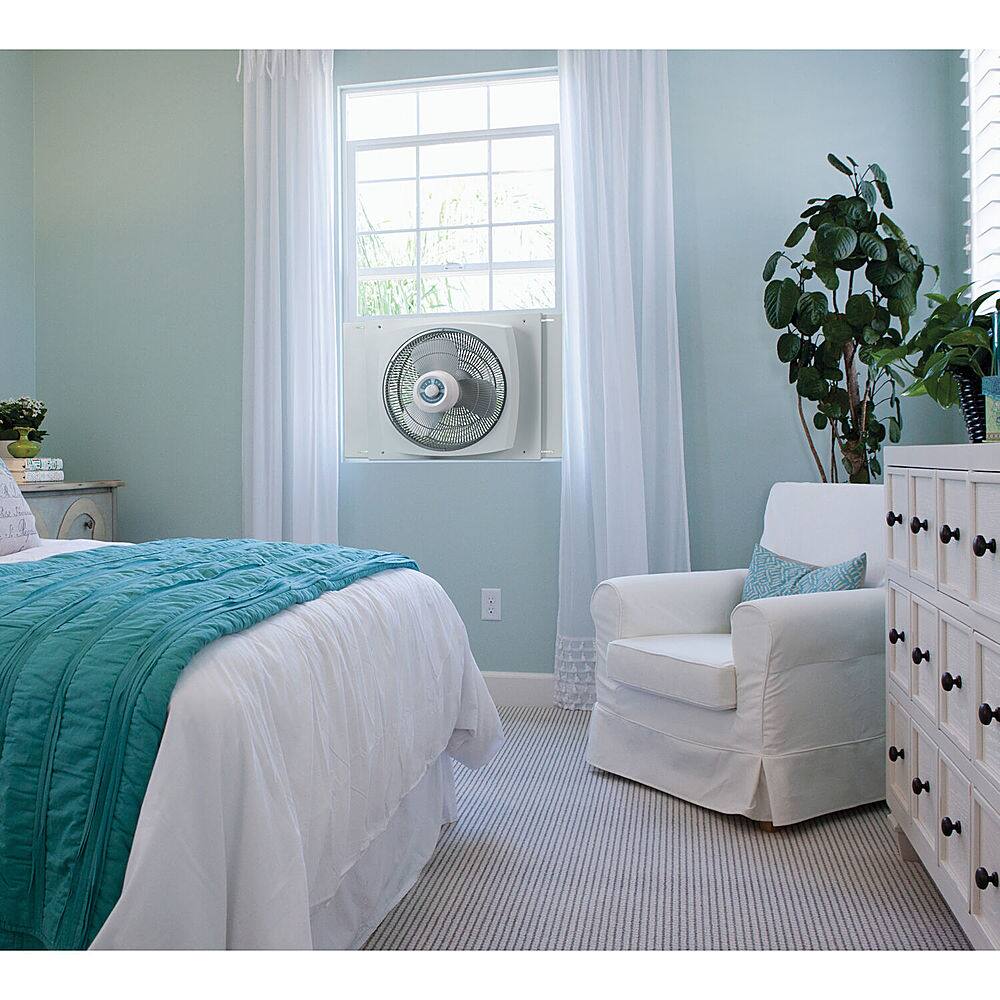 Alt View 11. Lasko - 16" Electrically Reversible Window Fan with Storm Guard - White.
