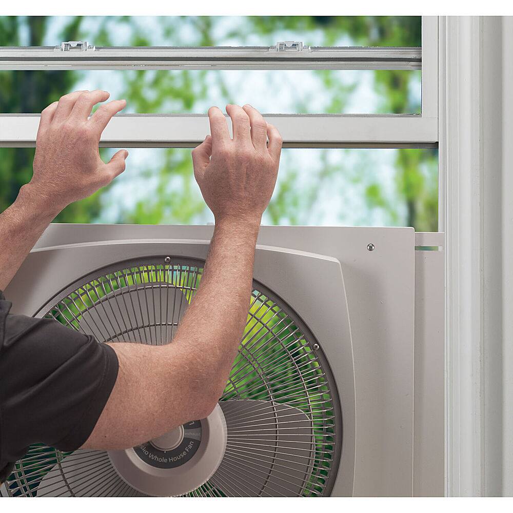 Alt View 12. Lasko - 16" Electrically Reversible Window Fan with Storm Guard - White.