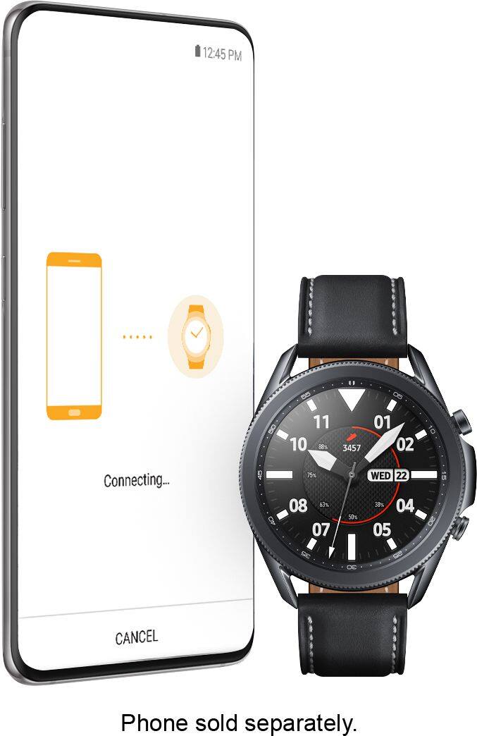 Alt View 19. Samsung - Galaxy Watch3 Smartwatch 45mm Stainless BT - Mystic Black.