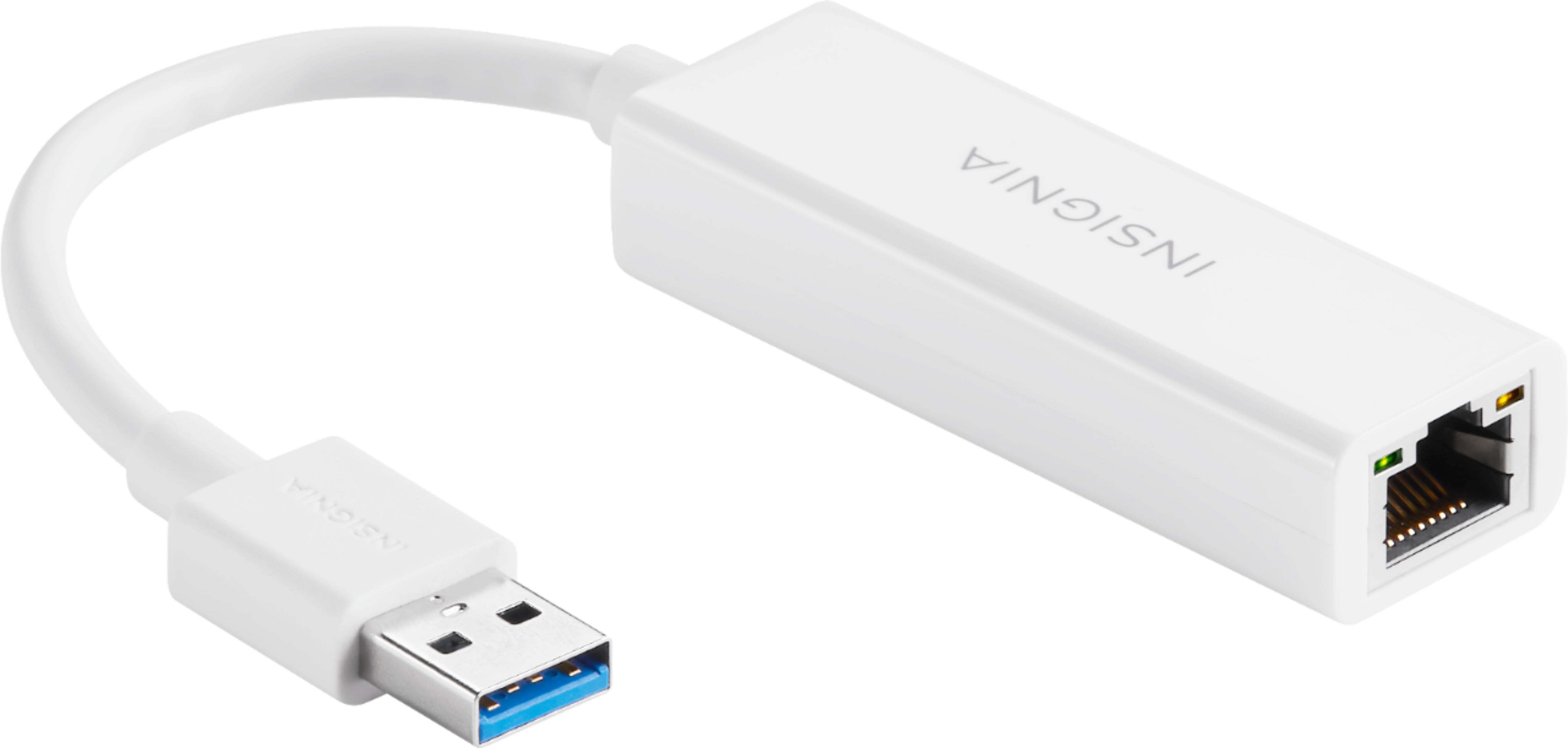 Left View: Insignia™ - USB to Ethernet Adapter - White