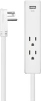Insignia™ - 2-Outlet/1-USB Power Strip - White - Front_Zoom