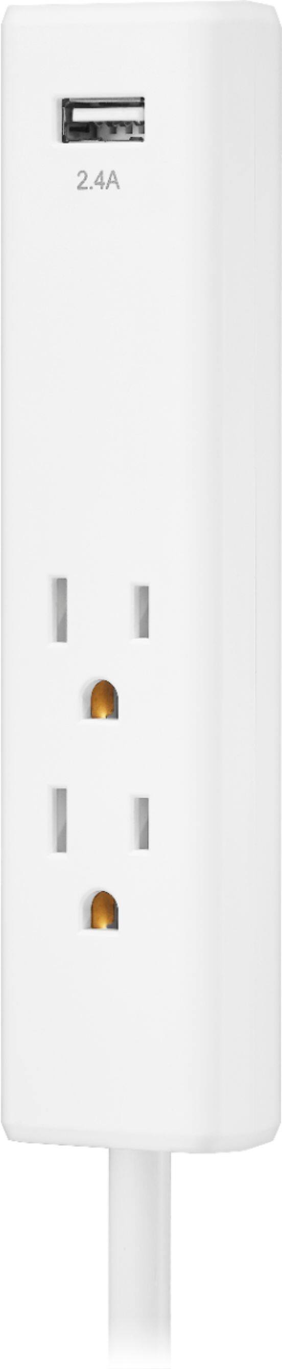 Alt View 12. Insignia™ - 2-Outlet/1-USB Power Strip - White.