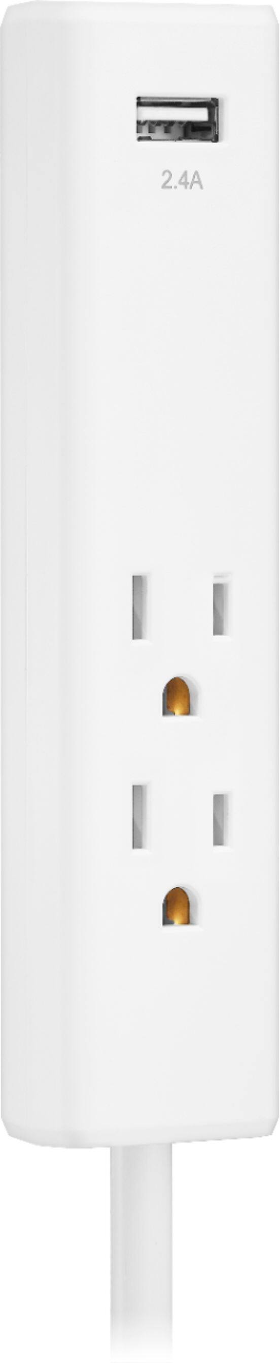 Alt View 13. Insignia™ - 2-Outlet/1-USB Power Strip - White.
