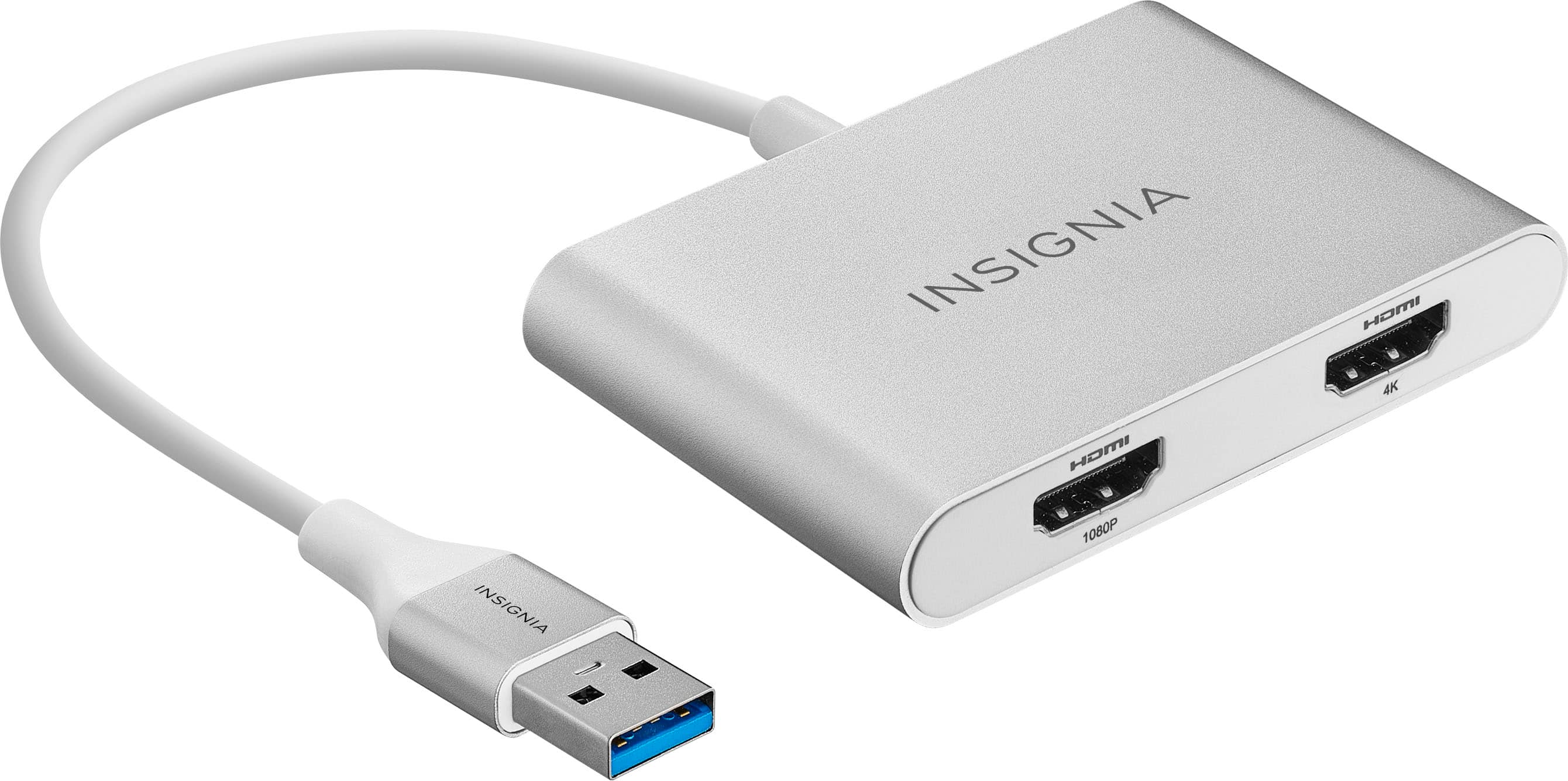 Angle. Insignia™ - USB to Dual HDMI Adapter - White.