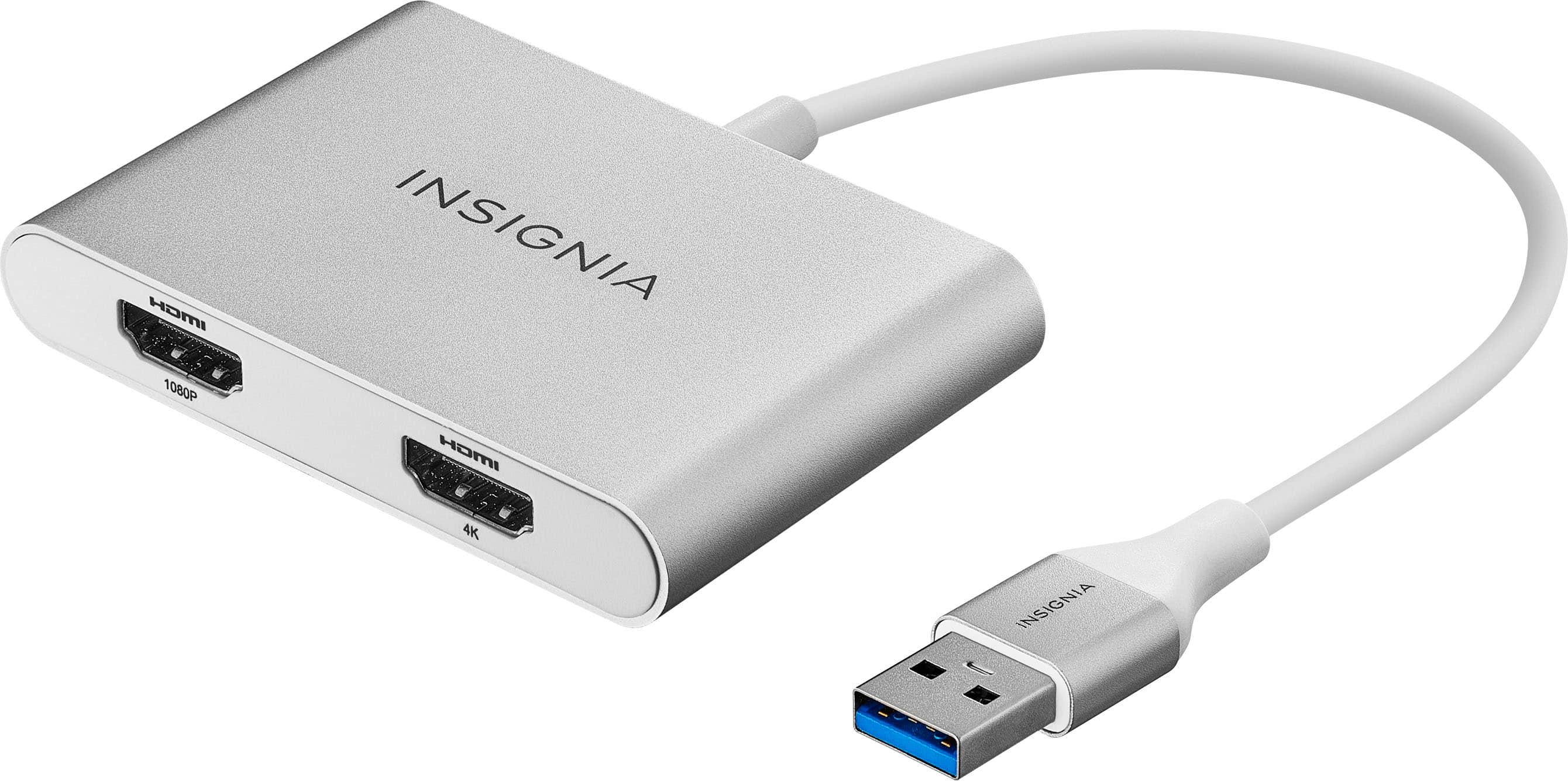 Front. Insignia™ - USB to Dual HDMI Adapter - White.