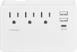 Insignia™ - 3 Outlet/3 USB Desktop Power Tap 900 Joules Surge Protector - White - Front_Zoom