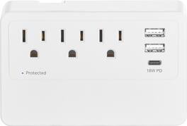 Insignia™ - 3 Outlet/3 USB Desktop Power Tap 900 Joules Surge Protector - White