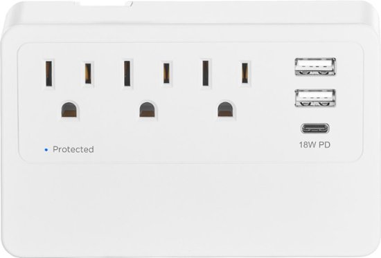 Front Zoom. Insignia™ - 3-Outlet/3-USB Desktop Power Tap Surge Protector - White.