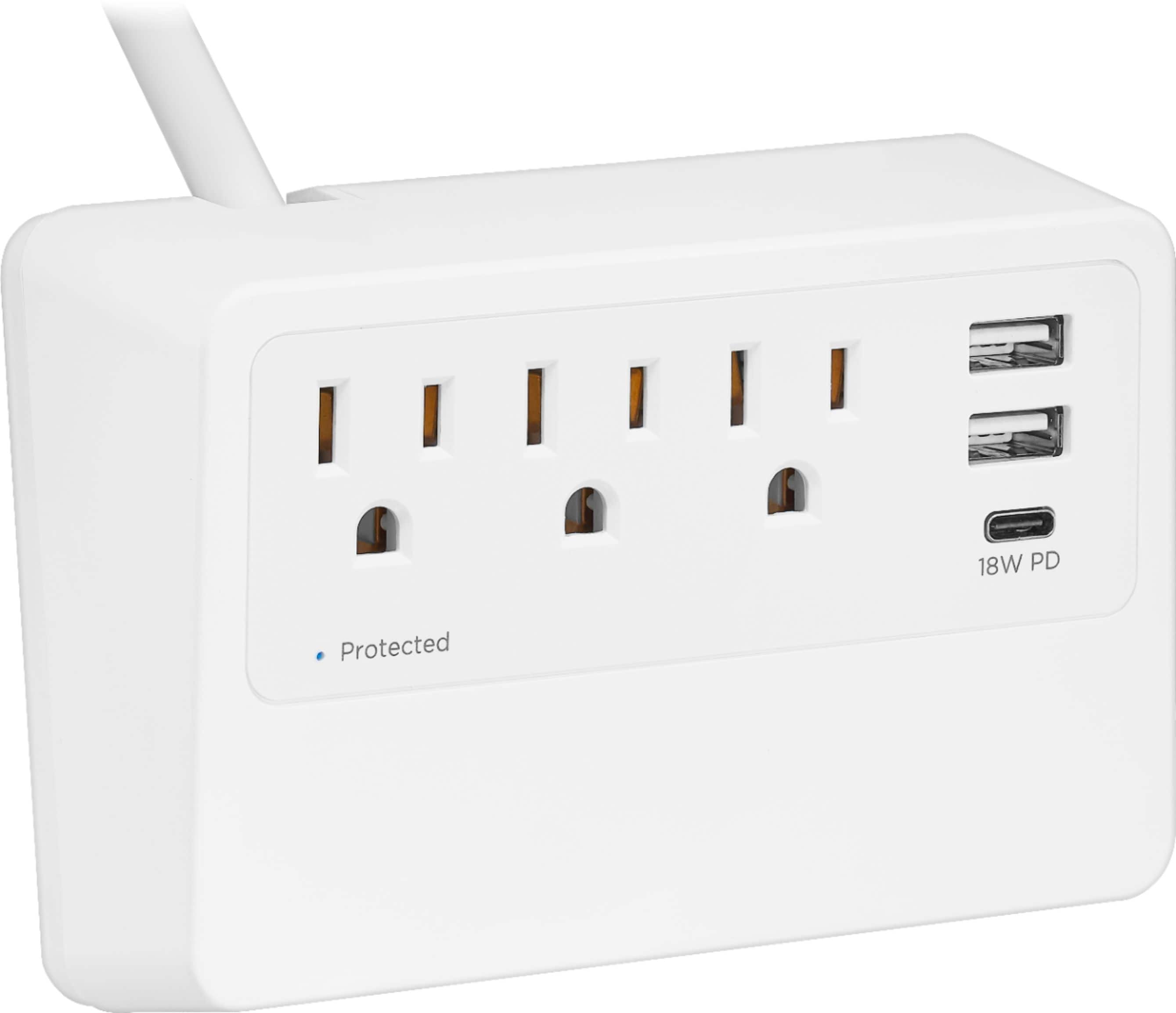 Alt View 13. Insignia™ - 3 Outlet/3 USB Desktop Power Tap 900 Joules Surge Protector - White.