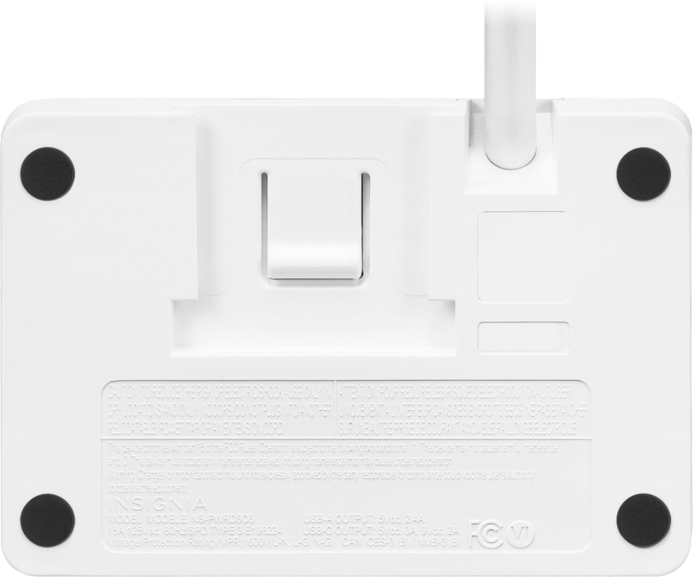 Alt View 14. Insignia™ - 3 Outlet/3 USB Desktop Power Tap 900 Joules Surge Protector - White.