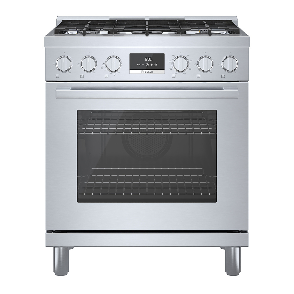 Bosch - 800 Series 3.9 cu. ft. Freestanding Dual Fuel Convection Range with 5 Dual Flame Ring Burners - Stainless steel
