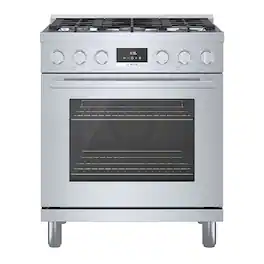 Bosch - 800 Series 3.9 cu. ft. Freestanding Dual Fuel True Convection Range with 5 Dual Flame Ring Burners - Stainless Steel