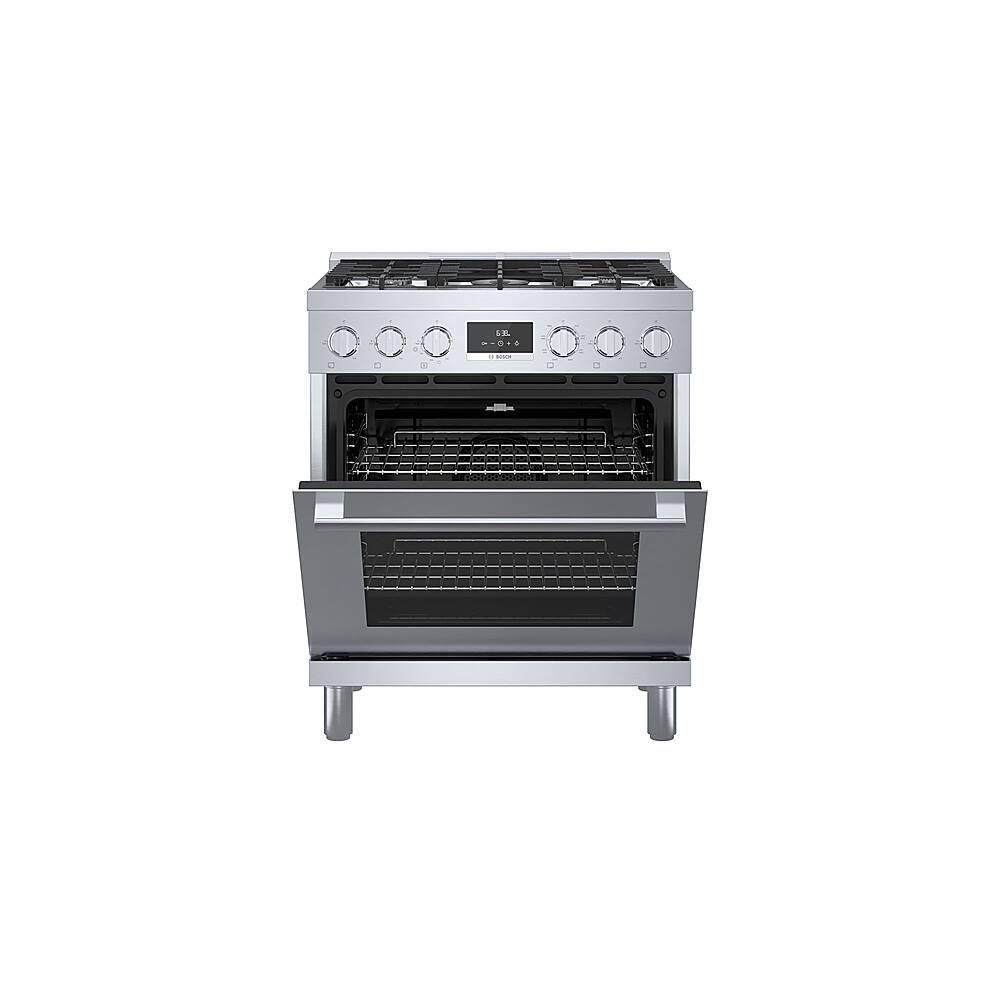 Alt View 1. Bosch - 800 Series 3.9 cu. ft. Freestanding Dual Fuel Convection Range with 5 Dual Flame Ring Burners - Stainless steel.