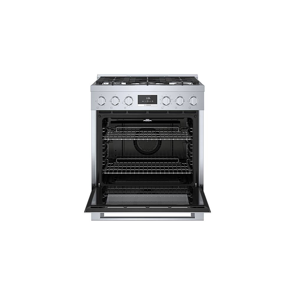 Alt View 2. Bosch - 800 Series 3.9 cu. ft. Freestanding Dual Fuel Convection Range with 5 Dual Flame Ring Burners - Stainless steel.