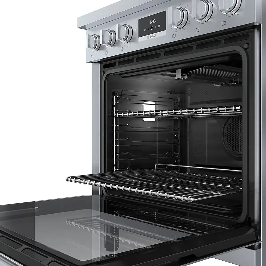 Alt View 21. Bosch - 800 Series 3.9 cu. ft. Freestanding Dual Fuel Convection Range with 5 Dual Flame Ring Burners - Stainless steel.