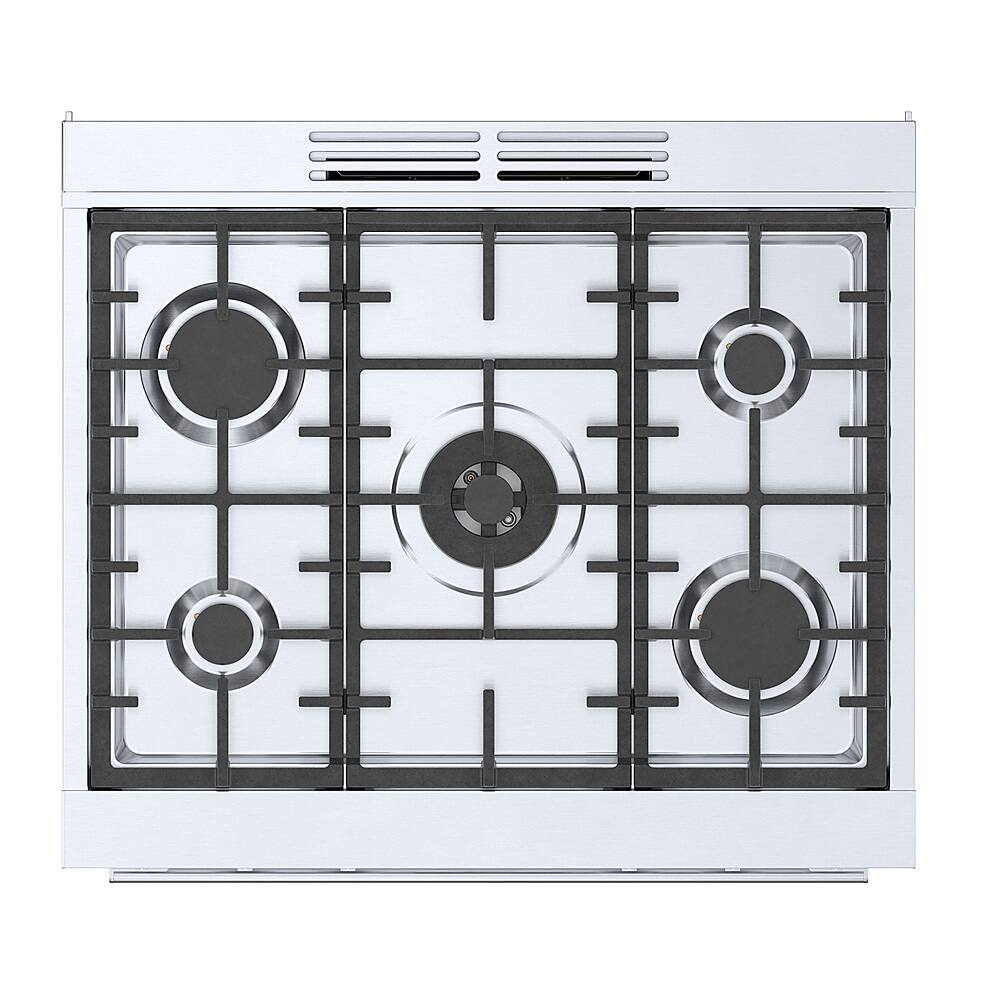Alt View 17. Bosch - 800 Series 3.9 cu. ft. Freestanding Dual Fuel Convection Range with 5 Dual Flame Ring Burners - Stainless steel.
