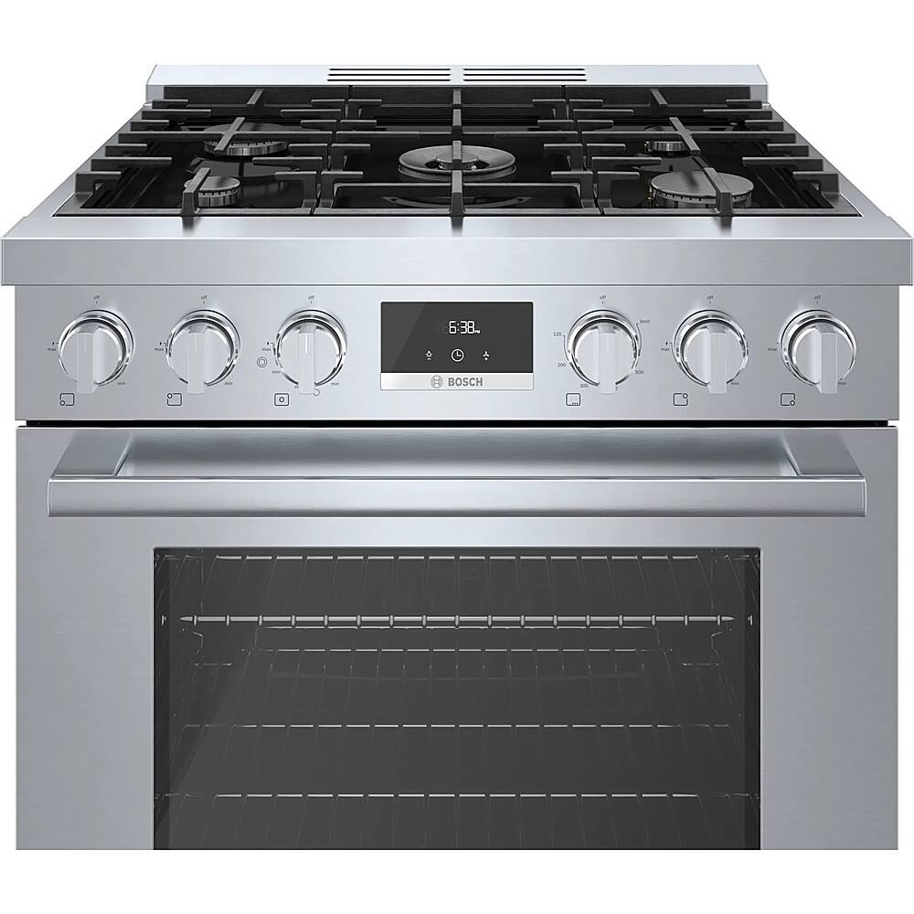 Alt View 16. Bosch - 800 Series 3.9 cu. ft. Freestanding Dual Fuel Convection Range with 5 Dual Flame Ring Burners - Stainless steel.
