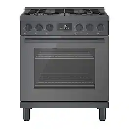 Bosch - 800 Series 3.9 cu. ft. Freestanding Dual Fuel Convection Range with 5 Dual Flame Ring Burners - Black Stainless Steel
