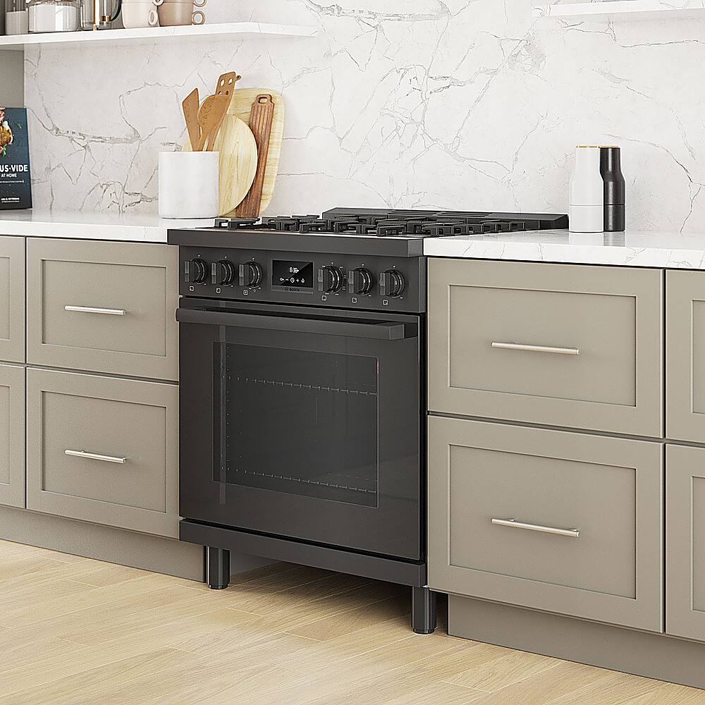 Alt View 23. Bosch - 800 Series 3.9 cu. ft. Freestanding Dual Fuel Convection Range with 5 Dual Flame Ring Burners - Black stainless steel.