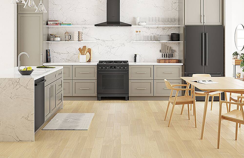 Alt View 25. Bosch - 800 Series 3.9 cu. ft. Freestanding Dual Fuel Convection Range with 5 Dual Flame Ring Burners - Black stainless steel.