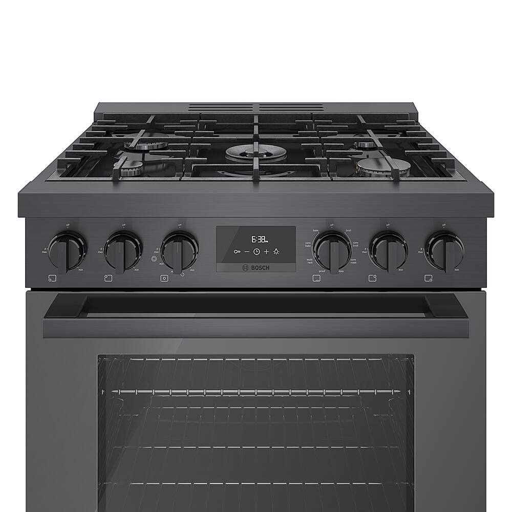 Alt View 17. Bosch - 800 Series 3.9 cu. ft. Freestanding Dual Fuel Convection Range with 5 Dual Flame Ring Burners - Black stainless steel.