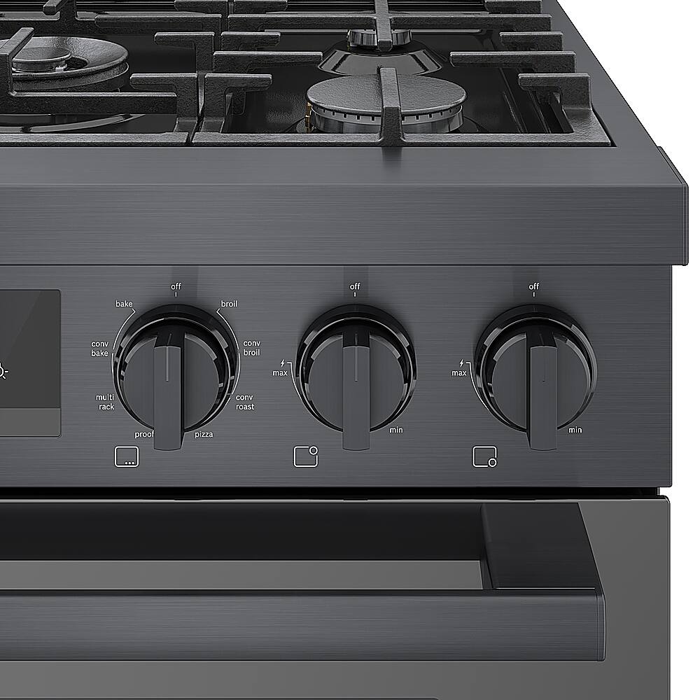 Alt View 18. Bosch - 800 Series 3.9 cu. ft. Freestanding Dual Fuel Convection Range with 5 Dual Flame Ring Burners - Black stainless steel.