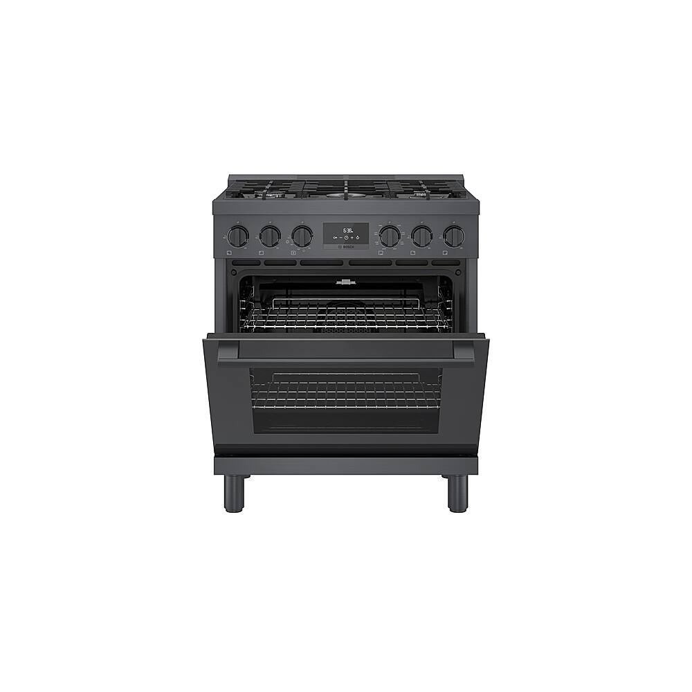 Alt View 1. Bosch - 800 Series 3.9 cu. ft. Freestanding Dual Fuel Convection Range with 5 Dual Flame Ring Burners - Black stainless steel.