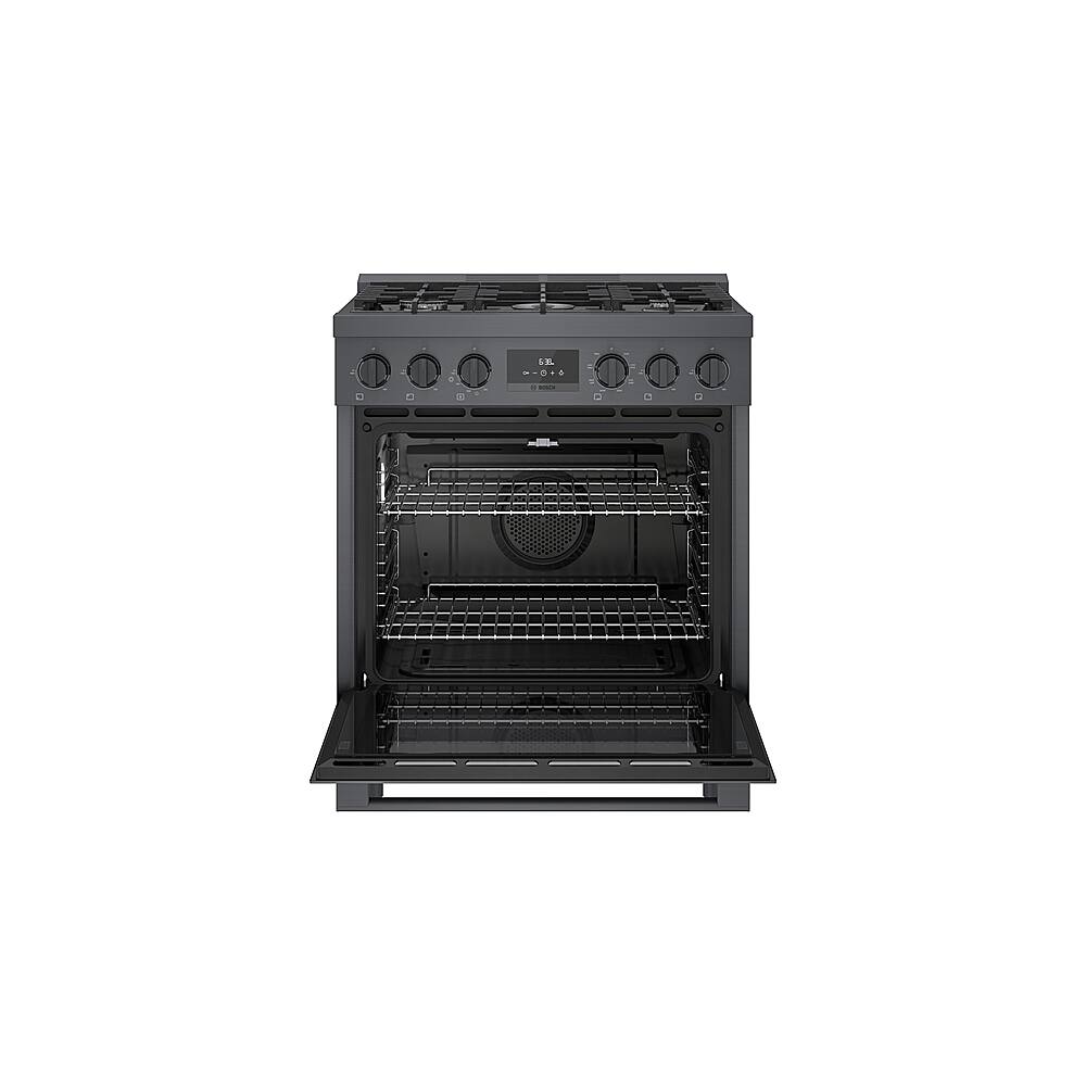 Alt View 11. Bosch - 800 Series 3.9 cu. ft. Freestanding Dual Fuel Convection Range with 5 Dual Flame Ring Burners - Black stainless steel.