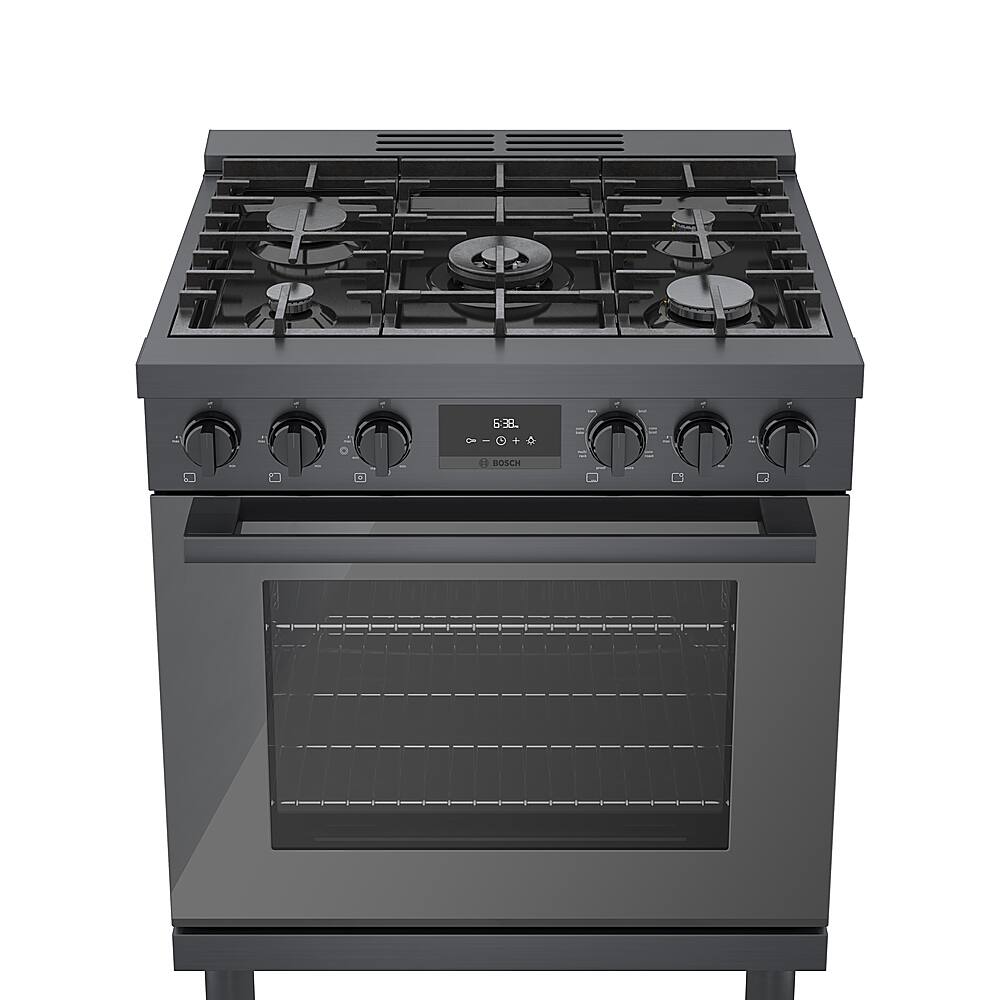 Alt View 16. Bosch - 800 Series 3.9 cu. ft. Freestanding Dual Fuel Convection Range with 5 Dual Flame Ring Burners - Black stainless steel.