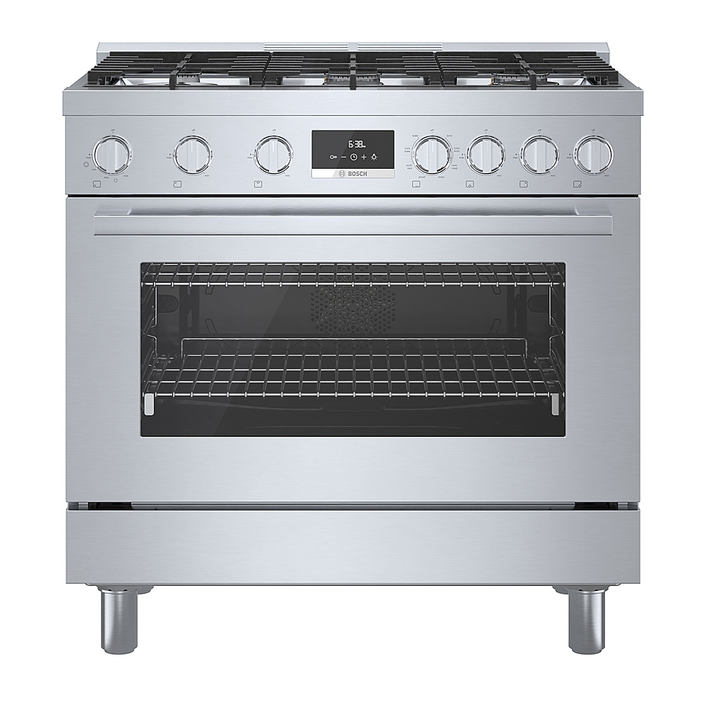 Bosch - 800 Series 3.7 cu. ft. Freestanding Dual Fuel Convection Range with 6 Dual Flame Ring Burners - Stainless steel
