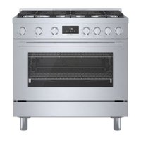 Bosch - 800 Series 3.7 cu. ft. Freestanding Dual Fuel Convection Range with 6 Dual Flame Ring Burners - Stainless steel - Front_Zoom