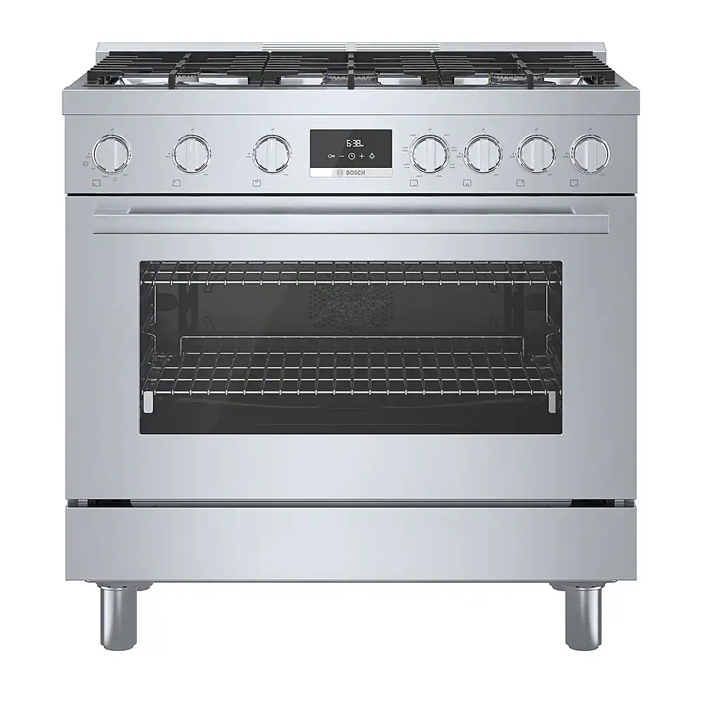 Bosch - 800 Series 3.7 cu. ft. Freestanding Dual Fuel True Convection Range with 6 Dual Flame Ring Burners - Stainless Steel