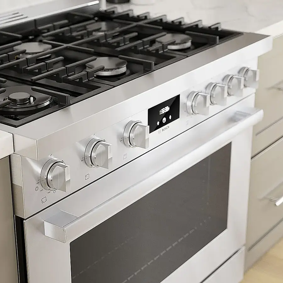 Alt View 21. Bosch - 800 Series 3.7 cu. ft. Freestanding Dual Fuel Convection Range with 6 Dual Flame Ring Burners - Stainless steel.