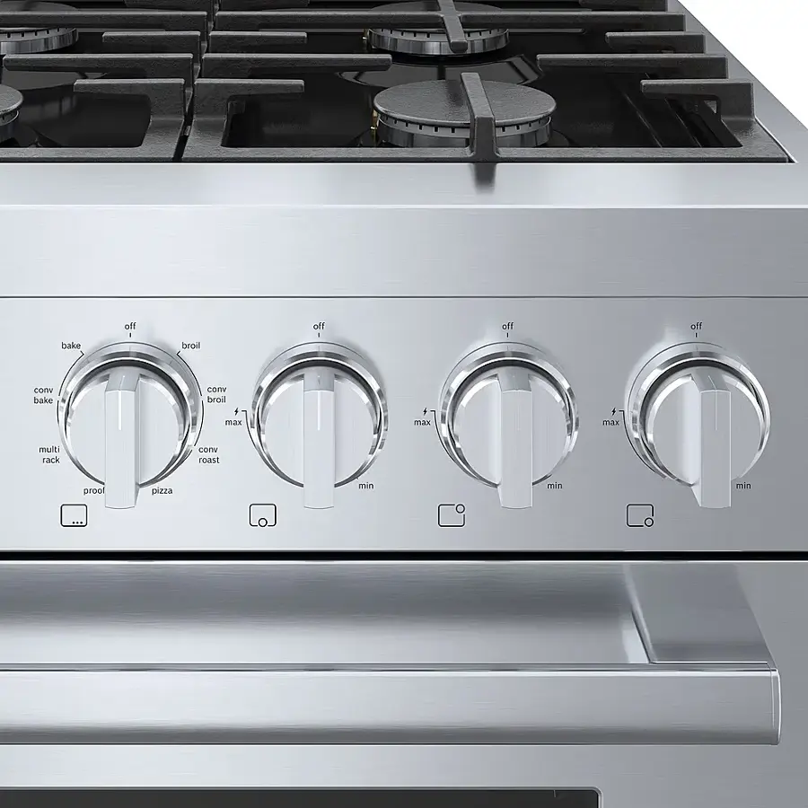 Alt View 17. Bosch - 800 Series 3.7 cu. ft. Freestanding Dual Fuel Convection Range with 6 Dual Flame Ring Burners - Stainless steel.