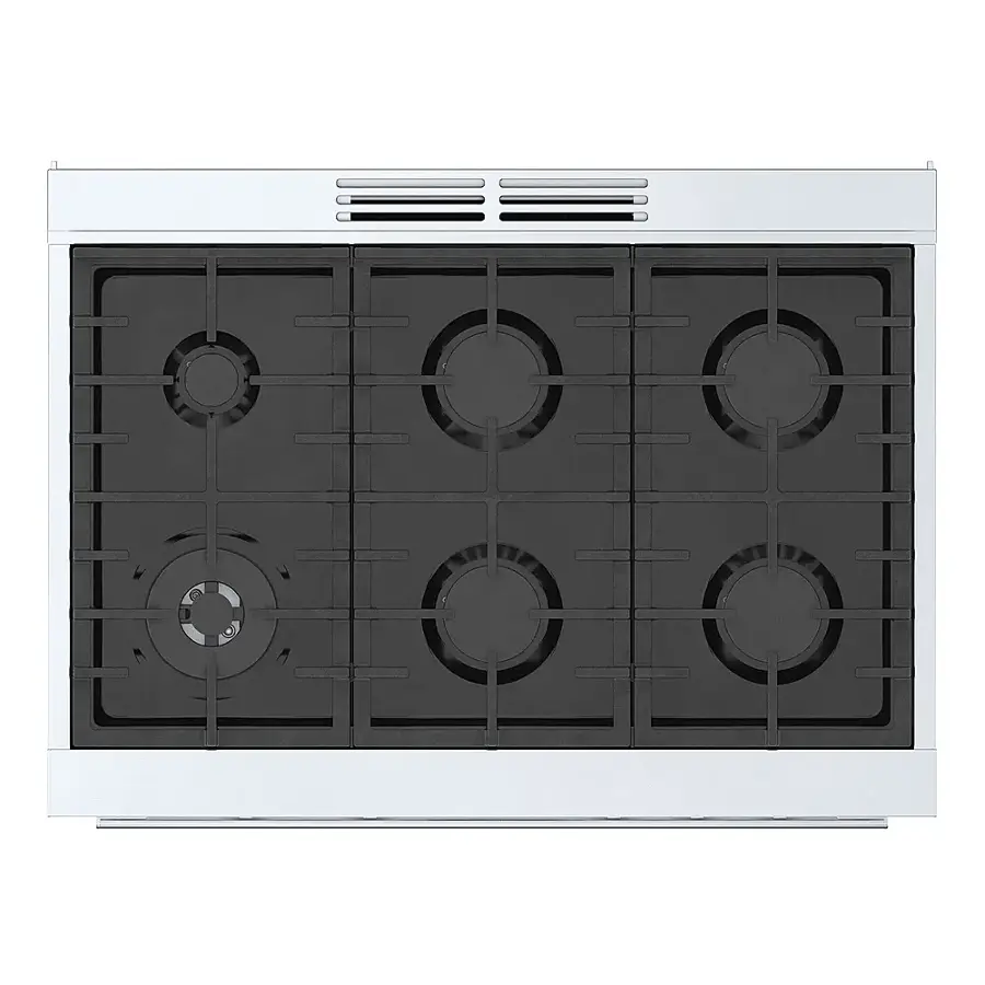 Alt View 13. Bosch - 800 Series 3.7 cu. ft. Freestanding Dual Fuel Convection Range with 6 Dual Flame Ring Burners - Stainless steel.