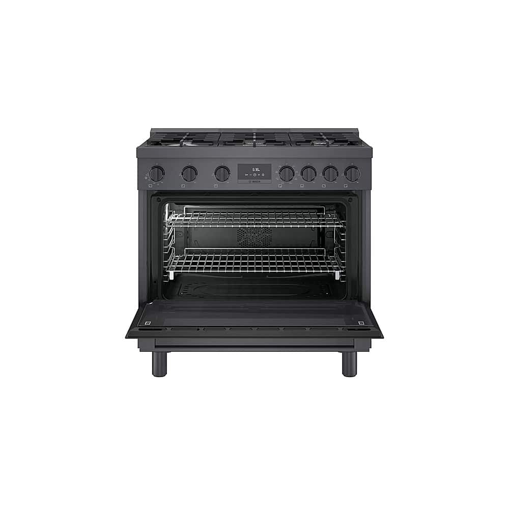 Alt View 11. Bosch - 800 Series 3.7 cu. ft. Freestanding Dual Fuel Convection Range with 6 Dual Flame Ring Burners - Black stainless steel.