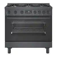 Bosch - 800 Series 3.7 cu. ft. Freestanding Dual Fuel Convection Range with 6 Dual Flame Ring Burners - Black Stainless Steel - Front_Zoom