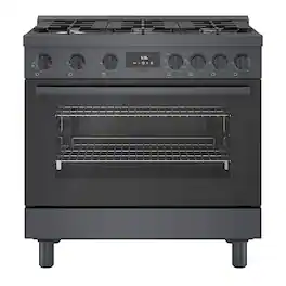 Bosch - 800 Series 3.7 cu. ft. Freestanding Dual Fuel Convection Range with 6 Dual Flame Ring Burners - Black Stainless Steel
