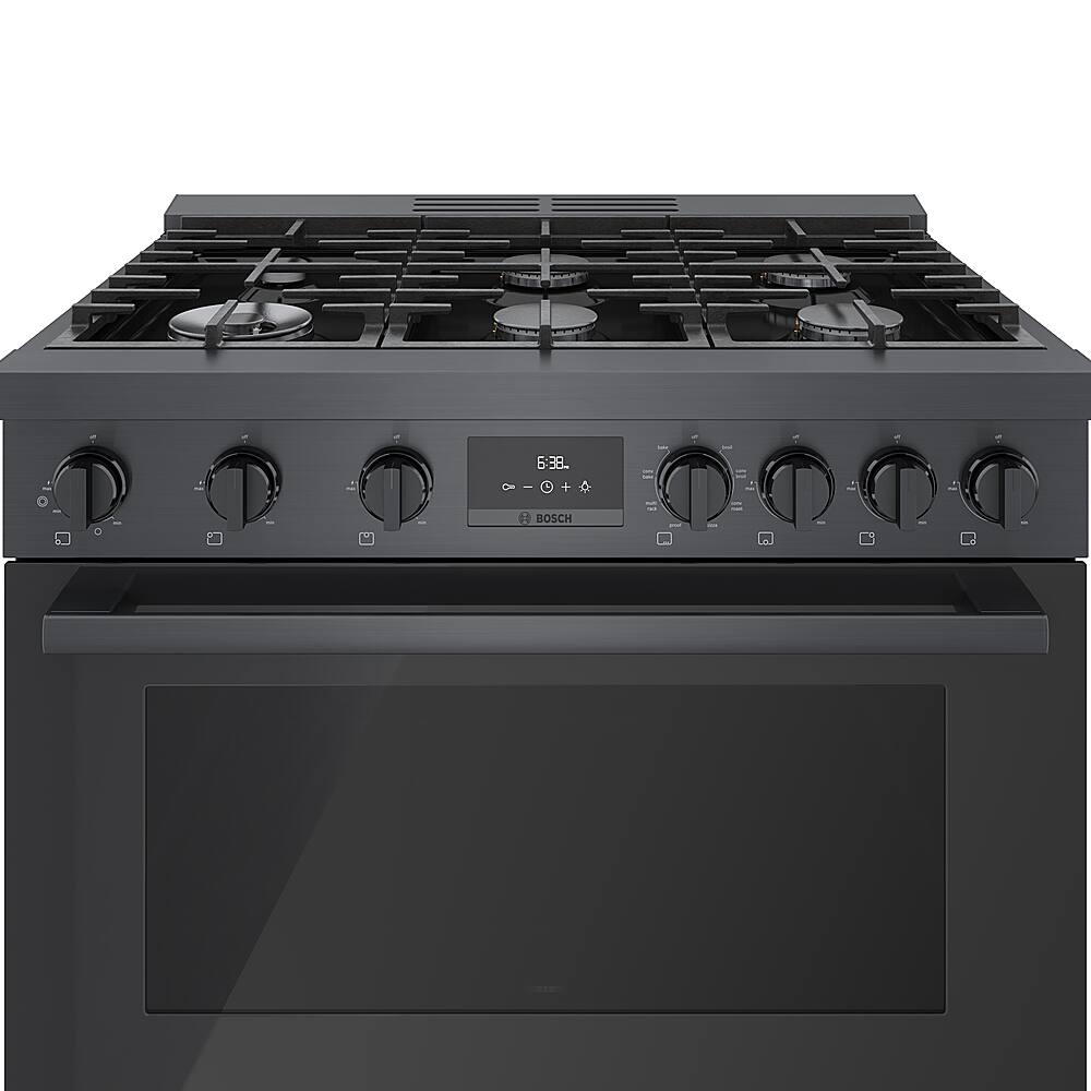 Alt View 17. Bosch - 800 Series 3.7 cu. ft. Freestanding Dual Fuel Convection Range with 6 Dual Flame Ring Burners - Black stainless steel.