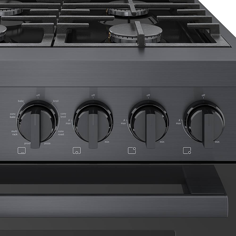 Alt View 18. Bosch - 800 Series 3.7 cu. ft. Freestanding Dual Fuel Convection Range with 6 Dual Flame Ring Burners - Black stainless steel.